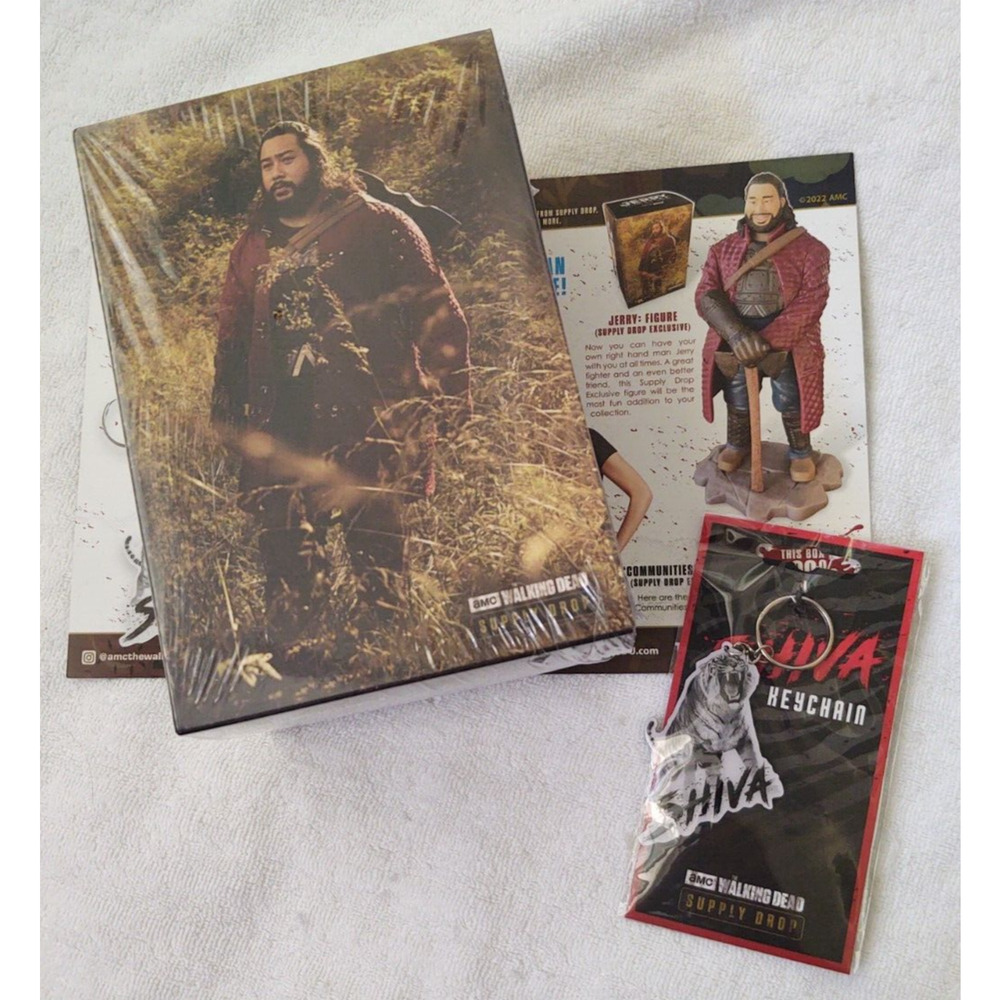 AMC TWD Walking Dead Supply Drop Jerry Collectible Statue & Shiva Keychain